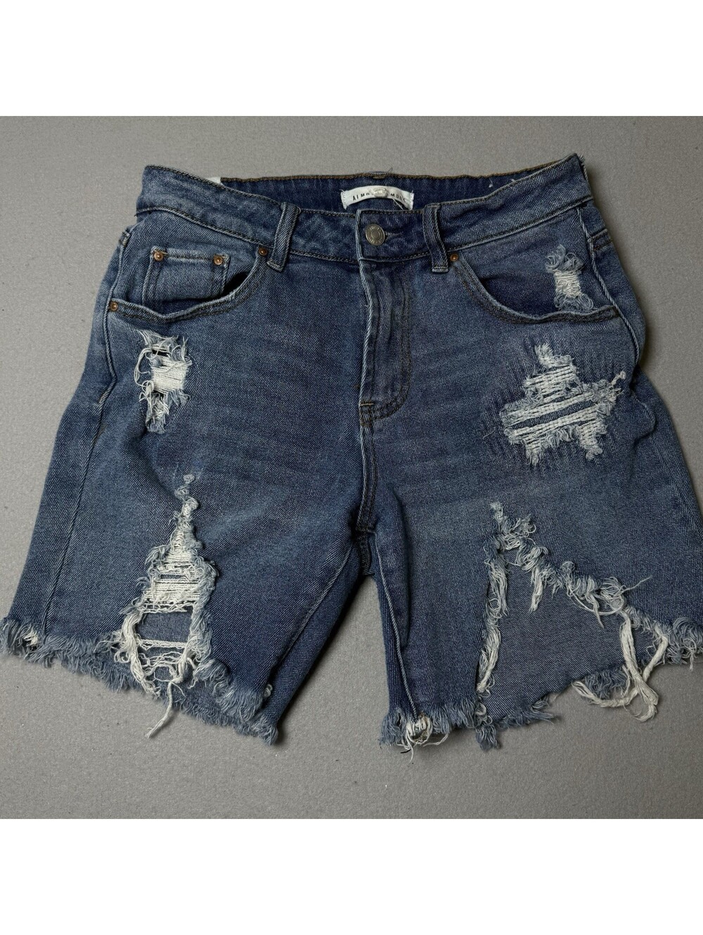 Almost Famous Distressed Cut offs Jean Bermuda Shorts Women Sz 5 Denim Blue Long